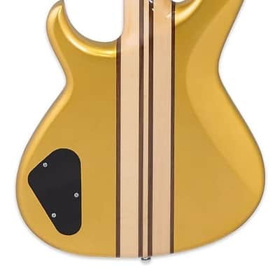 Aria SB-700-GDWG Pro II Ash Body Cutaway Maple/Walnut 7ply Neck 4-String Gold Wing Bass Guitar image 4