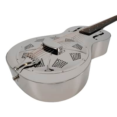 Recording King Model RM-993 Metal Body Single O Resonator Guitar Nickel-Plated image 4