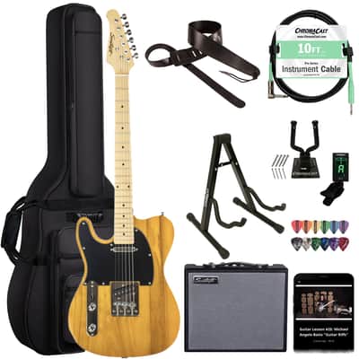 Sawtooth Left-Handed Butterscotch ET Series Electric Guitar w/ Black Pickguard - Includes: Accessories, Amp & Gig Bag image 1