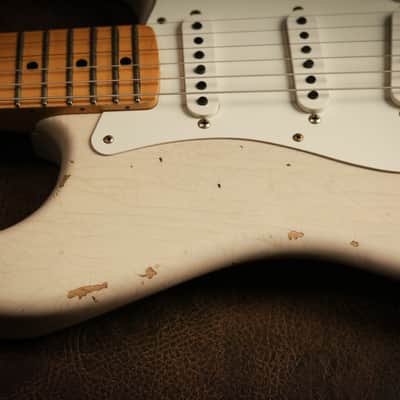 Fender Custom Shop 1955 Stratocaster Relic in White Blonde image 3