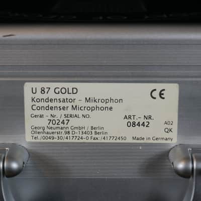 Neumann U 87 GOLD 70th Anniversary Edition 24k Gold-Plated image 3