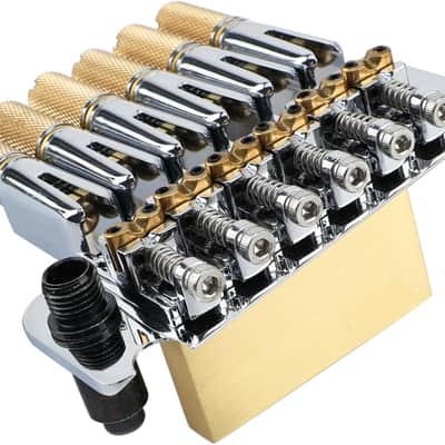 10.5mm Headless Electric Guitar Bridge Chrome Brass Block Saddle Hardened Steel Plate 2 point tremolo bridge for Fanned-fret 6 String Headless Electric Guitar Replacement parts image 4