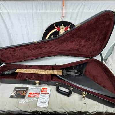 Washburn USA Custom Shop Vindicator Flying V Guitar with Case - Black image 1