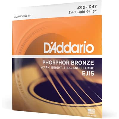 D'Addario EJ15 Phosphor Bronze Acoustic Guitar Strings, Extra Light, 10-47 image 1