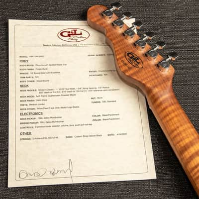 G&L Custom Shop ASAT HH RMC Purpleburst Spalted Maple on Okoume, AAA roasted neck image 7