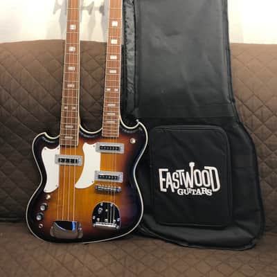 Eastwood MRG Series Double-Neck LH Bound Maple Top Body & Neck 4/6-String Electric Guitar w/Gig Bag for Left Handed Players image 2