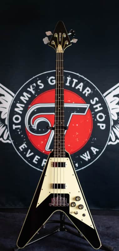 Eastwood Flying V Bass - Short Scale - Black w/OGB image 1