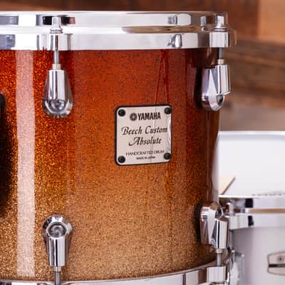 YAMAHA BEECH CUSTOM ABSOLUTE NOUVEAU 4 PIECE DRUM KIT, GOLD SPARKLE FADE (PRE-LOVED) image 4