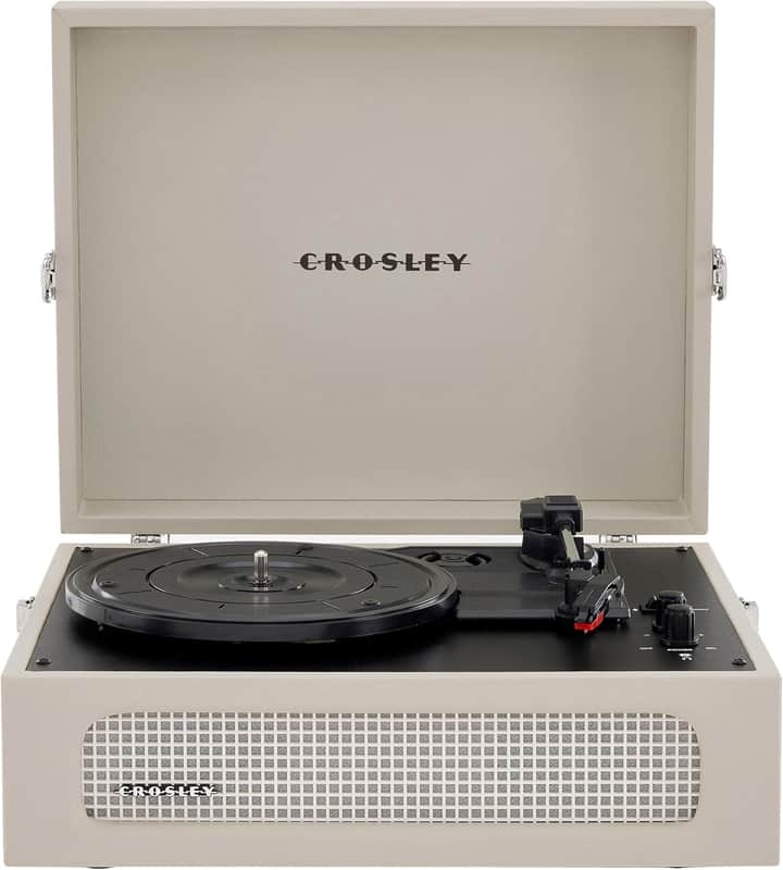 Crosley CR8017B-DU Voyager Vintage Portable Vinyl Record Player Turntable with Bluetooth in/Out and Built-in Speakers - Dune image 1