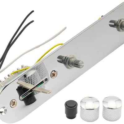 32mm Loaded Control Plate Pre-Wired 3-Way Control Plate with Wiring Harness for Fender Tele Telecaster Electric Guitar,Chrome image 2