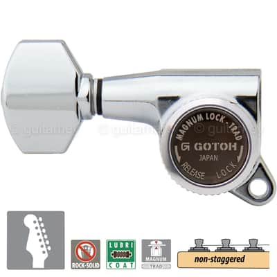 NEW Gotoh SG381-07 MGT 6 In-Line Set Non-Staggered Locking LEFT-HANDED - CHROME image 1