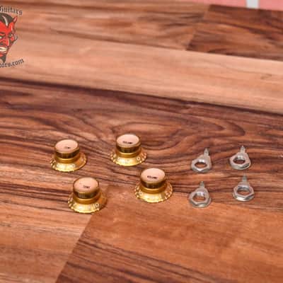 Gibson 1961 Original Gold Top Hat Reflector Knob Set with Pointers 1961 Late 1950's Early 1960's image 3