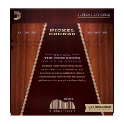 D'Addario NB1152 11-52 Nickel Bronze Acoustic Custom Light - Acustic Guitar Strings image 2