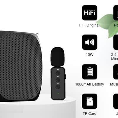 Microphone System,Portable Speaker Clip On Microphone,Mini Voice Amplifier for Speech, Meeting,Yoga image 3