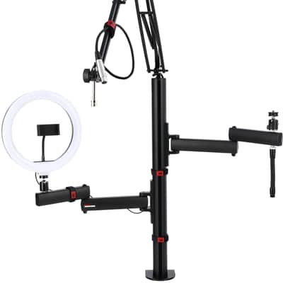 Gator Frameworks ID Series Creator Tree Modular Content Creation Stand with Light  Microphone  and Camera Attachments