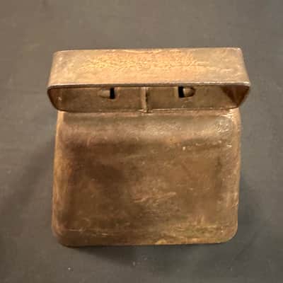 VINTAGE 5" Copper Cowbell, 1970s, Square Handle, Metal Clapper, Patina-EXCELLENT image 5