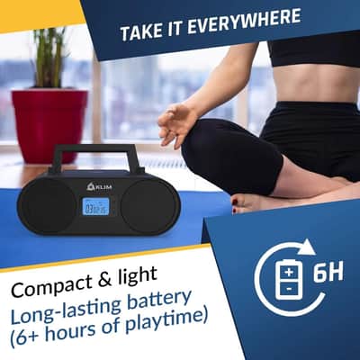 Portable CD Player Boombox with Bluetooth – AM/FM Radio, USB MP3, Rechargeable Battery & Remote image 4