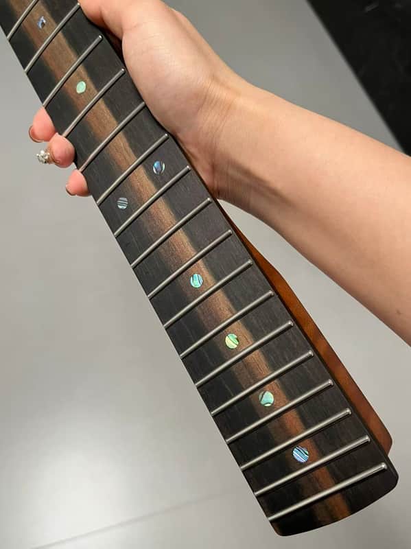 2.9mm frets Striped Ebony Fretboard 22frets 5a Roasted flame Maple guitar neck Radius 12inch Round stainless steel 22 frets Roasted flame Maple guitar neck Striped Ebony fingerboard 25.5inch hole 10mm Radius: 12 inches. image 1