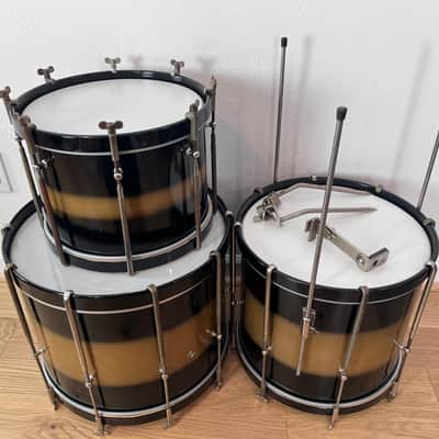Decolite 3-pc Drum Kit Black Gold Duco Bop Sizes 12/14/16 Ludwig/WFL Shells w/ Hard Cases image 8