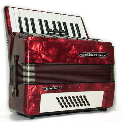 Weltmeister Stella 32 Bass Lightweight Piano Accordion for Beginners Children Kids, made in Germany Small Accordian with New Straps, 2736 image 5