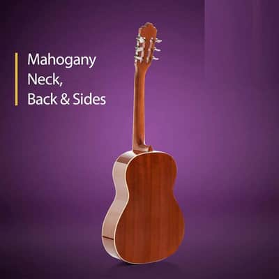 Classical Guitar 4/4, Full Size 39 Inch Wooden Guitar with Soft Nylon Strings Natural Gloss Finish - FREE Padded Gig Bag Included image 2