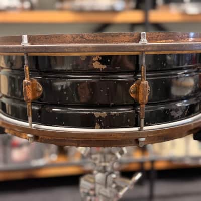 14" x 5" Leedy 1924 Multi Black Enamel / Nobby Gold (Presto strainer) - VIDEO image 6