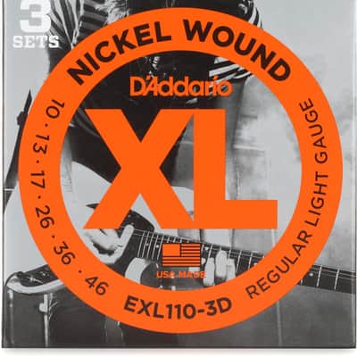 D'Addario EXL110 XL Electric Guitar Strings - .010-.046 Regular Light 3-pack image 1