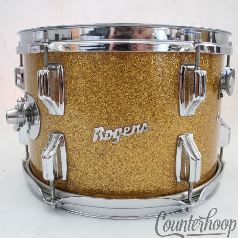 *Rogers 12x8"Gold Sparkle Dayton Holiday Tom Drum Vintage Powertone Swivomatic image 1
