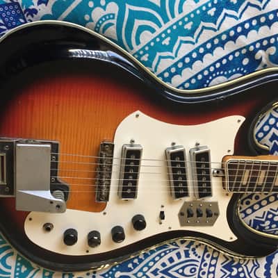 Teisco Silvertone 1445L 1968-9 Aged Vintage Cherry Sunburst image 6