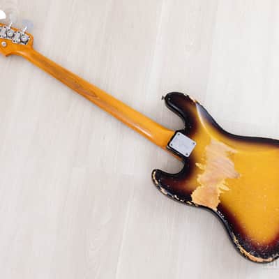 1966 Fender Jazz Bass Sunburst Padauk Fretboard Binding + Dots w/ Case image 13