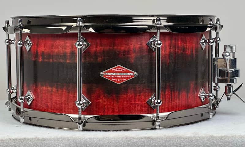 Craviotto 6.5x14" Private Reserve Solid Curly Maple Snare Drum - 2023 Red/Black Satin Duco Fade image 1