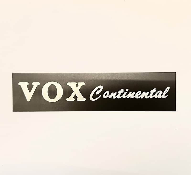 Vox Continental organ reproduction logo nameplate (black) - slight flaw image 1