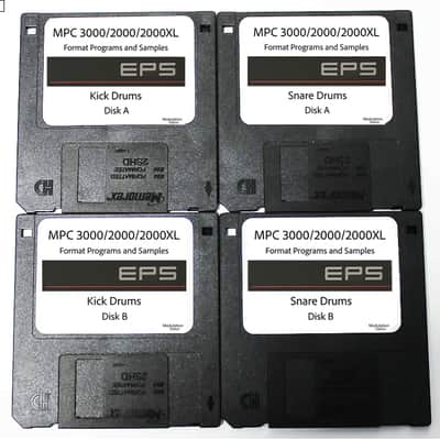 Akai MPC 3000 2000 2000xl Format Floppy 4 Disk Drum Sample Library Set Gritty 13 Bit Ensoniq EPS Drums Kicks and Snares