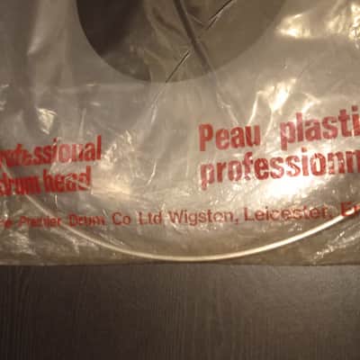 Premier RARE, Collectable NOS 18" bass drum head 70s-80s  - Vintage white+ black image 5