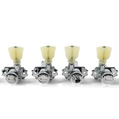 Kluson Revolution Locking Tuners 3x3 Pearloid keystone button - Chrome KRGL-3-CP