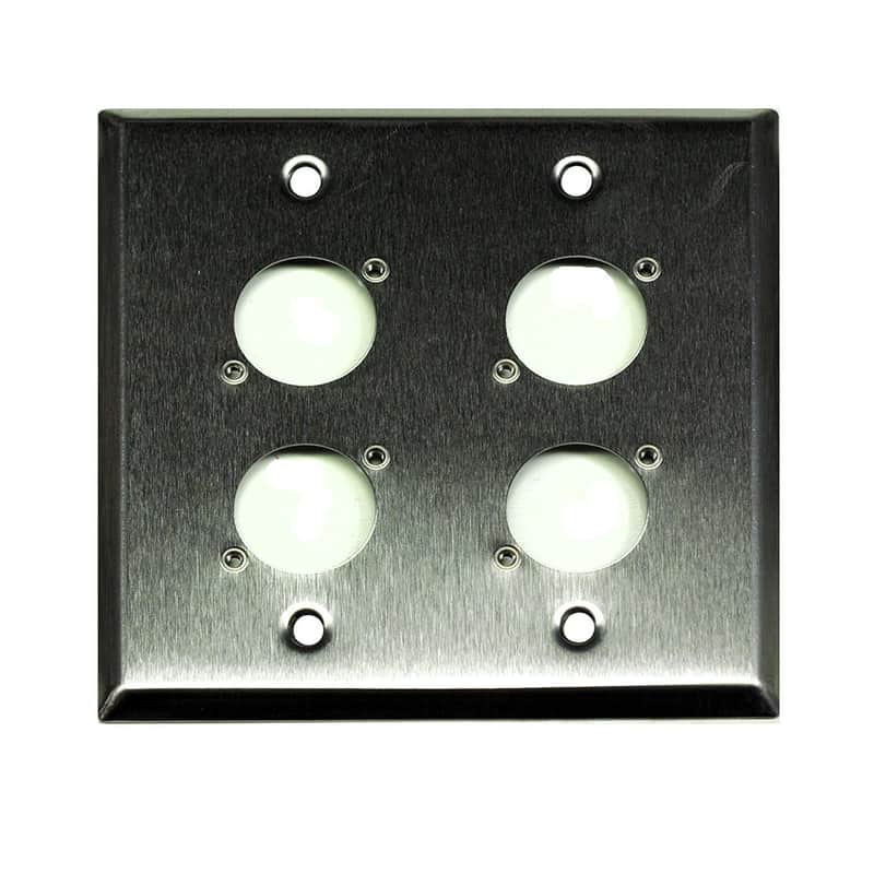 Whirlwind WP2/4NDH Stainless Steel Two-Gang Wall Plate with 4 D Series Cutouts image 1