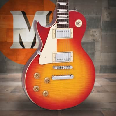 Vintage V100 Reissued Electric Guitar Left Hand - Cherry Sunburst (LV100CS) image 1