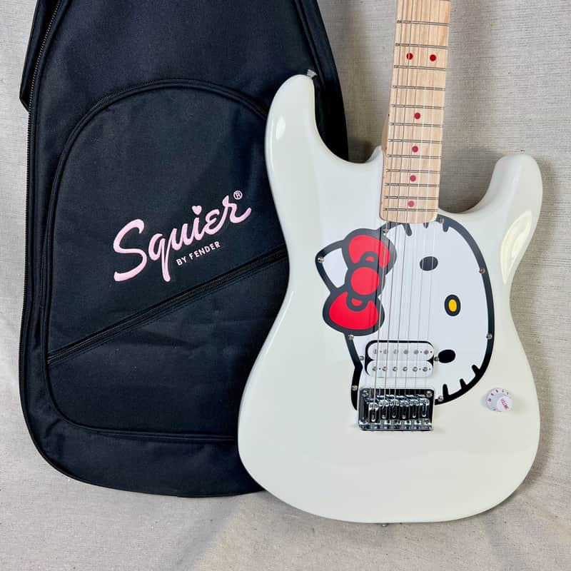 Squier Hello Kitty Stratocaster 2025 White Electric Guitar image 1