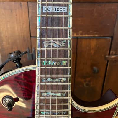 ESP LTD EC-1000 QM with Rosewood Fretboard 2005 - 2017 - See Thru Black Cherry image 3