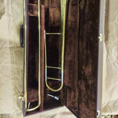 Buescher Aristocrat Brass Trombone, USA, Good Condition, with case & mouthpiece image 1