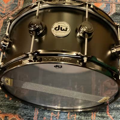 DW 6.5x14 Collector's Satin Black over Brass Snare Drum w/ Black Nickel HW image 3