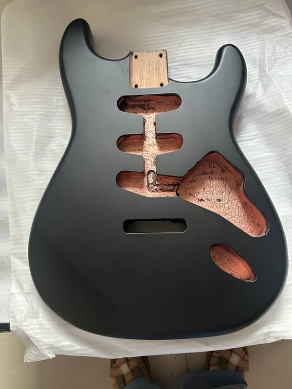 Matte Black Alder Wood Guitar Strat Style Body image 1