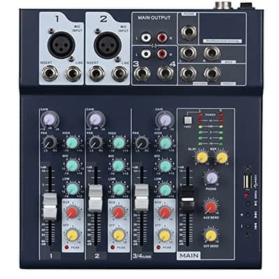 F4 Weymic Professional 4-Channel 2-Bus Mixer | DJ Stage, Recording, Karaoke Music Application Mixer image 1