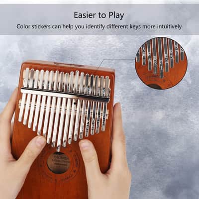 17 Keys Kalimba Thumb Piano Full Kit Bundle with Soft-Case Bag Mbira Mahogany image 3
