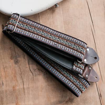 Vintage Blue 60s/70s Hippie Guitar Strap / Handmade in the UK / Case Candy image 1