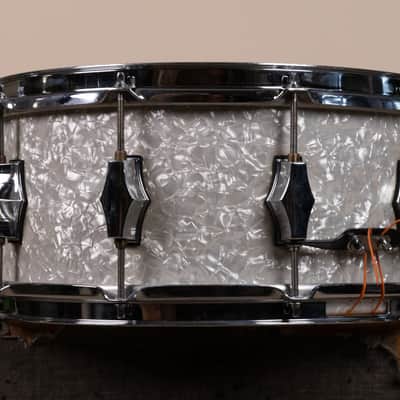 Fibes 6.5x14 White Marine Pearl Fibes Wood Snare Drum image 7