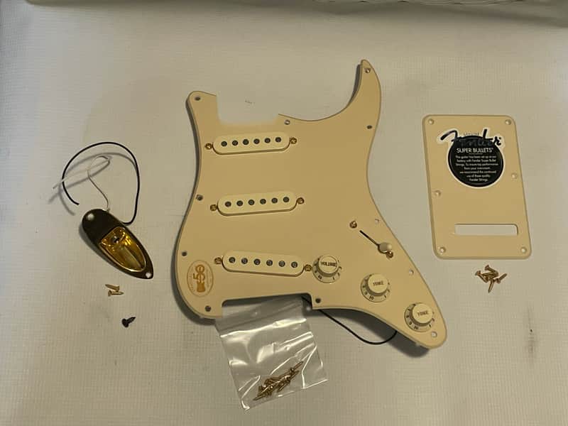 2004 USA Fender American 50th Anniversary Deluxe Stratocaster Cream S1 Switch Loaded Pickguard SC1 Pickups 11 Screw 1 Ply image 1