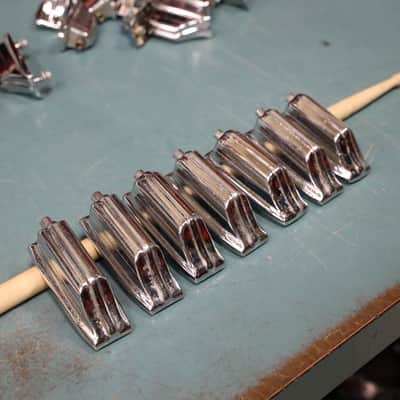 Vintage Rogers Beavertail Bass Drum Lug, Ohio-era Cast Body, Set of 7 image 3
