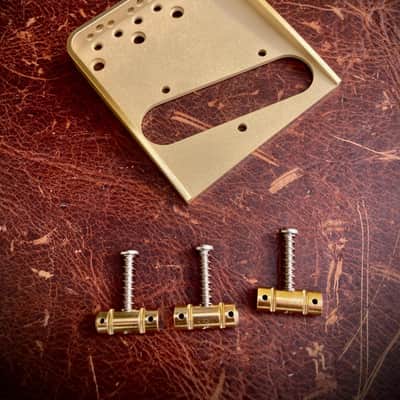 Van Dyke-Harms Brass Telecaster Hybrid Bridge and Compensated Saddle Set-Vintage Spec Mounting 2025 - Brass image 3