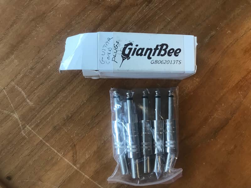 1/4" Audio Plugs 6.35 Mm Plug  Male 1/4 Inch Solder Type Mono Plug Straight Design Connector W/Spring (NEW -5 Pack). Sale Benefits Music Ed Nonprofit! image 1